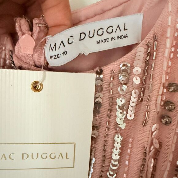 NWT Mac Duggal 93582 Vintage Rose Embellished Full-Length Gown Layered Sleeve 10 - Picture 8 of 9